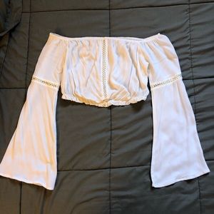 White LS BOHO Crop-top